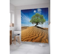 Штора (занавеска) для ванной JoyArty "Пустынное дерево" из сатена, 180х200 см с крючками, sc_16025