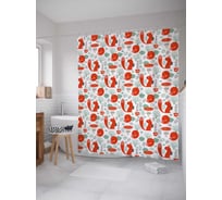 Штора (занавеска) для ванной JoyArty "Зов белок" из сатена, 180х200 см с крючками, sc_28061