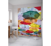 Штора (занавеска) для ванной JoyArty "Небо из зонтиков" из сатена, 180х200 см с крючками, sc_2749