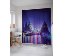 Штора (занавеска) для ванной JoyArty "Город Яншо в прожекторах" из сатена, 180х200 см с крючками, sc_16176