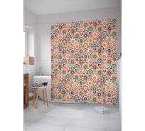 Штора (занавеска) для ванной JoyArty "Цветочные чешуйки" из сатена, 180х200 см с крючками, sc_23302