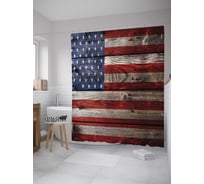 Штора (занавеска) для ванной JoyArty "Флаг США на заборе" из сатена, 180х200 см с крючками, sc_10173