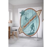 Штора (занавеска) для ванной JoyArty "Тропический рай" из сатена, 180х200 см с крючками, sc_15632