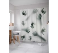Штора (занавеска) для ванной JoyArty "Руки призраков" из сатена, 180х200 см с крючками, sc_22075