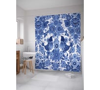 Штора (занавеска) для ванной JoyArty "Птичье исполнение" из сатена, 180х200 см с крючками, sc_27234730