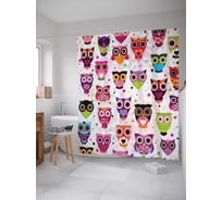 Штора (занавеска) для ванной JoyArty "Мудрое веселье" из сатена, 180х200 см с крючками, sc_2842