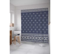 Штора (занавеска) для ванной JoyArty "Цветочные клетки" из сатена, 180х200 см с крючками, sc_28018