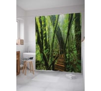 Штора (занавеска) для ванной JoyArty "Лесной мостик" из сатена, 180х200 см с крючками, sc_16099