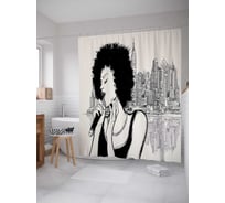 Штора (занавеска) для ванной JoyArty "Дива Джаз" из сатена, 180х200 см с крючками, sc_23265