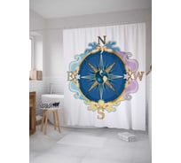 Штора (занавеска) для ванной JoyArty "Волнистый компас" из сатена, 180х200 см с крючками, sc_16638