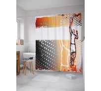 Штора (занавеска) для ванной JoyArty "Мяч в кольцо" из сатена, 180х200 см с крючками, sc_16527