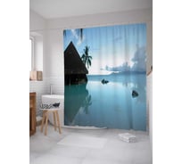 Штора (занавеска) для ванной JoyArty "Затопленная хижина" из сатена, 180х200 см с крючками, sc_16515