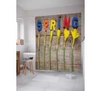 Штора (занавеска) для ванной JoyArty "Весенний парад" из сатена, 180х200 см с крючками, sc_14135