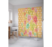 Штора (занавеска) для ванной JoyArty "Цветочное возникновение" из сатена, 180х200 см с крючками, sc_16933