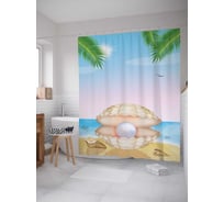 Штора (занавеска) для ванной JoyArty "Морское сокровище" из сатена, 180х200 см с крючками, sc_16635