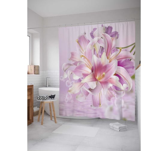 Штора (занавеска) для ванной JoyArty "Утонченная элегантность" из сатена, 180х200 см с крючками, sc_2638 1