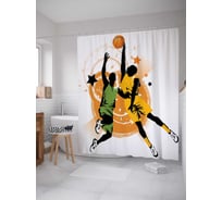 Штора (занавеска) для ванной JoyArty "Звезды баскетбола" из сатена, 180х200 см с крючками, sc_16526