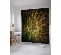 Штора (занавеска) для ванной JoyArty "Яркий павлин" из сатена, 180х200 см с крючками, sc_16423