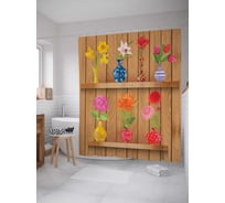 Штора (занавеска) для ванной JoyArty "Ухоженные цветы" из сатена, 180х200 см с крючками, sc_16663