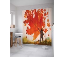 Штора (занавеска) для ванной JoyArty "Украшение листьями" из сатена, 180х200 см с крючками, sc_23082