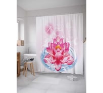 Штора (занавеска) для ванной JoyArty "Лотос" из сатена, 180х200 см с крючками, sc_26491