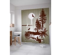 Штора (занавеска) для ванной JoyArty "Призрачная природа" из сатена, 180х200 см с крючками, sc_16446