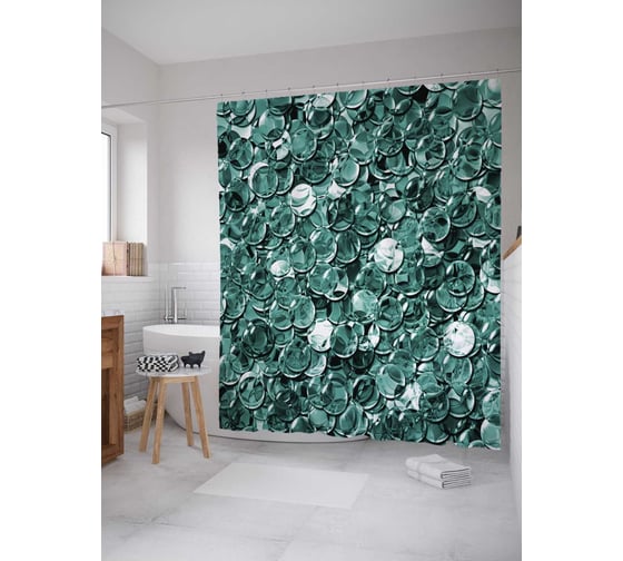 Штора (занавеска) для ванной JoyArty "Россыпь линз" из сатена, 180х200 см с крючками, sc_16631 1