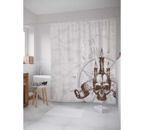 Штора (занавеска) для ванной JoyArty "Череп со свечами" из сатена, 180х200 см с крючками, sc_16637