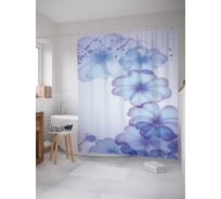 Штора (занавеска) для ванной JoyArty "Цветочная тропинка" из сатена, 180х200 см с крючками, sc_2658