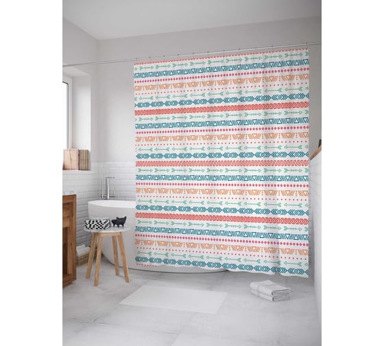 Штора (занавеска) для ванной JoyArty "Фигурное движение" из сатена, 180х200 см с крючками, sc_26719 1