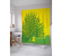 Штора (занавеска) для ванной JoyArty "Кислотный павлин" из сатена, 180х200 см с крючками, sc_16424