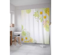 Штора (занавеска) для ванной JoyArty "Ромашки" из сатена, 180х200 см с крючками, sc_26489