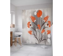 Штора (занавеска) для ванной JoyArty "Цветок убеждения" из сатена, 180х200 см с крючками, sc_2838