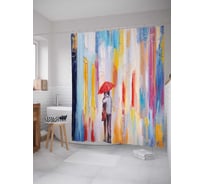 Штора (занавеска) для ванной JoyArty "Дождевая радуга" из сатена, 180х200 см с крючками, sc_20511