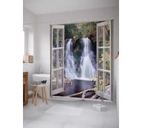 Штора (занавеска) для ванной JoyArty "Из окна в водопад" из сатена, 180х200 см с крючками, sc_16503