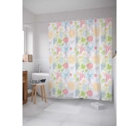 Штора (занавеска) для ванной JoyArty "Цветочная пучина" из сатена, 180х200 см с крючками, sc_28335