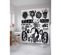 Штора (занавеска) для ванной JoyArty "Африка в символах" из сатена, 180х200 см с крючками, sc_16820