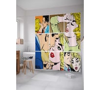 Штора (занавеска) для ванной JoyArty "Ретро романтика" из сатена, 180х200 см с крючками, sc_2717