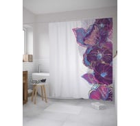 Штора (занавеска) для ванной JoyArty "Цветы в штрихах" из сатена, 180х200 см с крючками, sc_28363