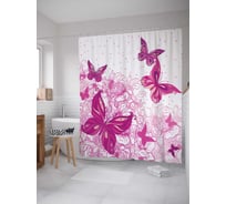 Штора (занавеска) для ванной JoyArty "Мягкая нежность" из сатена, 180х200 см с крючками, sc_2672