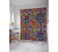 Штора (занавеска) для ванной JoyArty "Цветочные галлюцинации" из сатена, 180х200 см с крючками, sc_16959