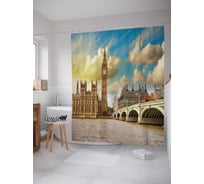Штора (занавеска) для ванной JoyArty "Мост у Биг-Бена" из сатена, 180х200 см с крючками, sc_2713