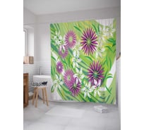 Штора (занавеска) для ванной JoyArty "Цветочное гадание" из сатена, 180х200 см с крючками, sc_16929