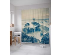 Штора (занавеска) для ванной JoyArty "Японский строб в шторм" из сатена, 180х200 см с крючками, sc_28400