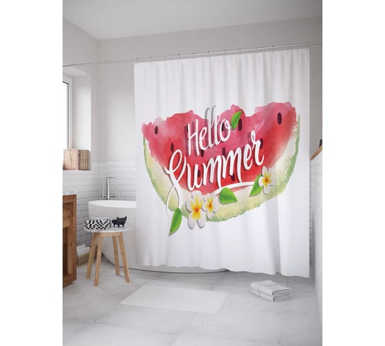 Штора (занавеска) для ванной JoyArty "Вкус лета" из сатена, 180х200 см с крючками, sc_26809 1