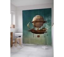 Штора (занавеска) для ванной JoyArty "Корабль в стиле Стимпанк" из сатена, 180х200 см с крючками, sc_27029