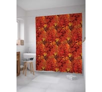 Штора (занавеска) для ванной JoyArty "Тлеющие цветы" из сатена, 180х200 см с крючками, sc_16958