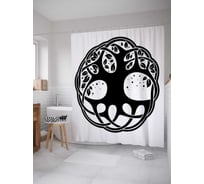 Штора (занавеска) для ванной JoyArty "Дерево в символе" из сатена, 180х200 см с крючками, sc_16895