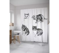 Штора (занавеска) для ванной JoyArty "Забавные котята" из сатена, 180х200 см с крючками, sc_28431