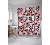 Штора (занавеска) для ванной JoyArty "Лабиринты из кругов" из сатена, 180х200 см с крючками, sc_28419